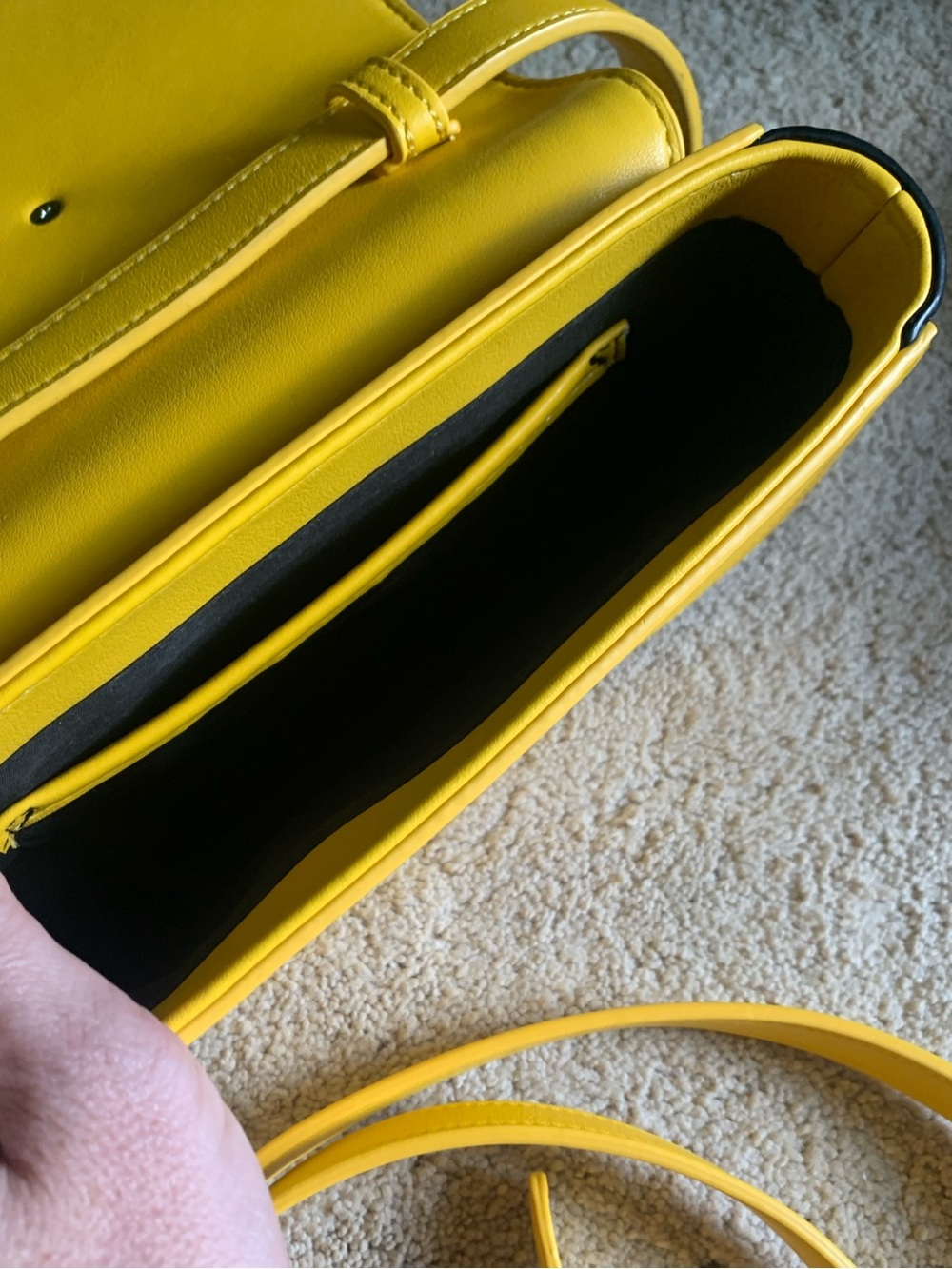 Yellow LOGO Crossbody Shoulder Bag with Accent Hardware - Picture 5 of 6